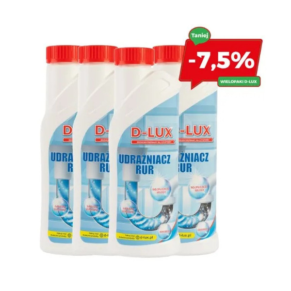 D-LUX - Udrażniacz Do Rur 500ml - Zestaw 4 Butelek Z Rabatem